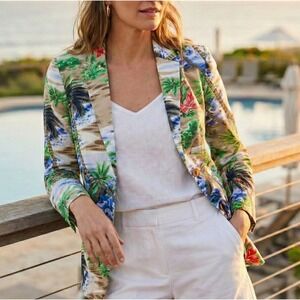 NWT Talbots Womens Tropical Vacation Scenic Blazer Jacket Size S Resort Coastal